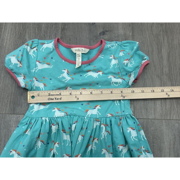 Matilda Jane Girls Size 4 Blue Unicorn Daydream Short Sleeve Lightweight Dress - Picture 8 of 8
